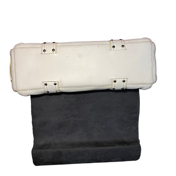 White Leather Cole Haan Barrel Bag Small Handbag Top-Handle Purse Mini Baguette - Picture 7 of 9